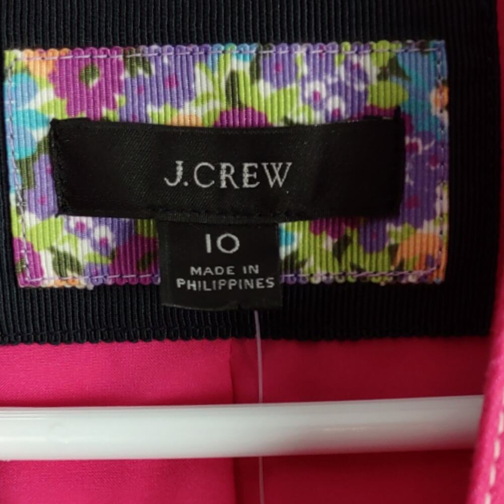 J. CREW Going Out Blazer Stretch Linen Blend Jacket Pink Open Front Sz 10 A1253 - Picture 4 of 14
